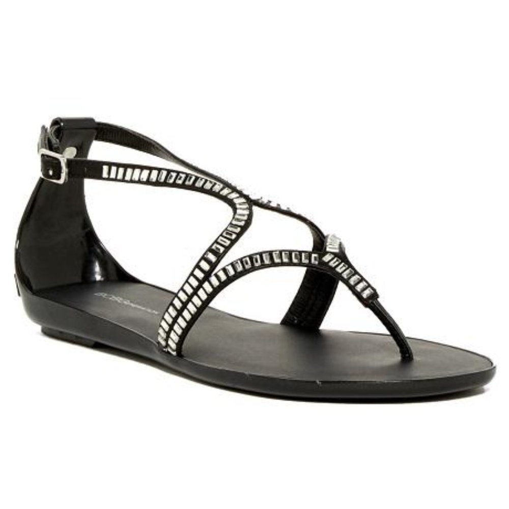 NEW BCBGeneration Women Caylen Rhinestone Gladiator Strappy Thong Dress Sandal